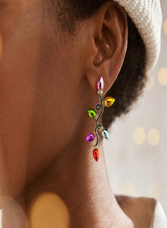 HolidayQbee Christmas Light Earrings Studs for Women Delicate Colorful Light Dangle Earrings Hypoallergenic Cute Drop Earrings for Holiday Party Jewelry Gift - Image 2